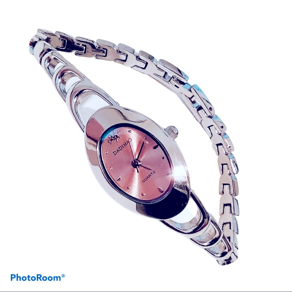 Dadihao Quartz Silver Plated Pink Face Watch